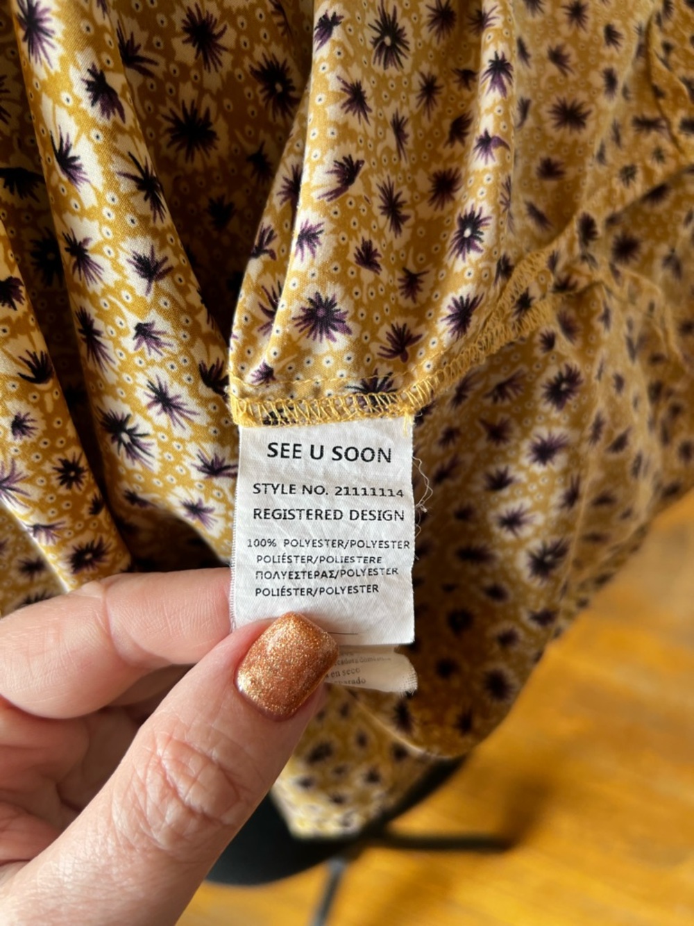 Mustard Floral Button-Front Blouse - Picture 6 of 8